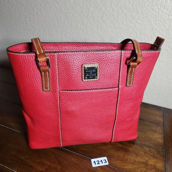 Dooney & Bourke Lexington Red Pebble Leather Tote Bag - Picture 1 of 16
